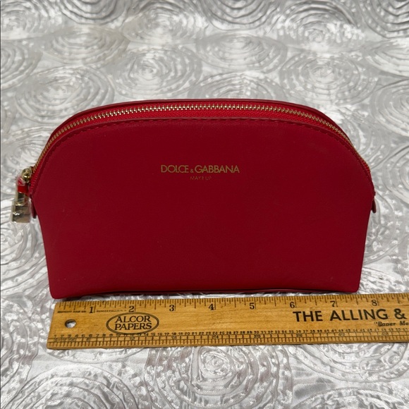 Dolce & Gabbana Make Up Red Dome Cosmetic Pouch with Gold Logo - Picture 8 of 12
